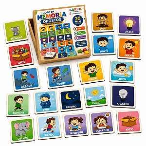 Jogo da Memória Opostos Infantil 20 Peças MDF Educativo 10 Pares Brinquedo Pedagógico