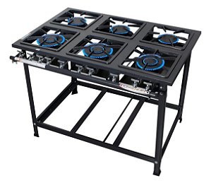 FOGAO INDUSTRIAL 06 BOCAS DE BAIXA PRESSÃO LINHA DIAMANTE G1