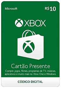 CARTÃO PRESENTE XBOX GIFT CARD MICROSOFT BRASIL R$ 10 REAIS