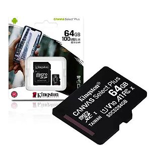 Memory Card Micro Sd 64gb Kingston Canvas 100mb/S