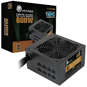 Fonte Atx 600w Mymax Semi Modular 80 Plus Bronze Pfc Ativo