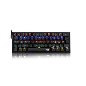 Teclado Mecânico Gamer Usb Redragon Fizz Rainbow Preto