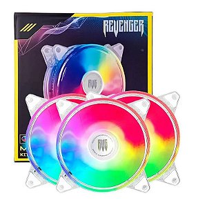 Combo Cooler Fan 120mm Revenger G-VR334K RGB 03 unid Bco