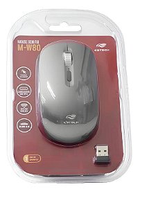 Mouse Sem Fio C3TECH  M-W80BK Recarregável Preto