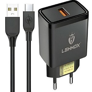 Carregador Celular Lehmox Type C + Cabo Type C 30w