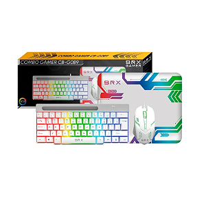 Combo Gamer BRX G089W Teclado Mouse e Pad Branco