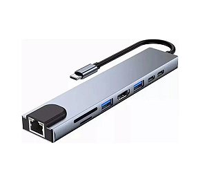 Hub Type C 8 x 1  Usb / Usb C / Hdmi / RJ45 / SD / Micro SD