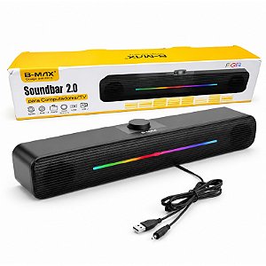 Caixa Som SoundBar OEM 2.0 6w P2 + USB RGB