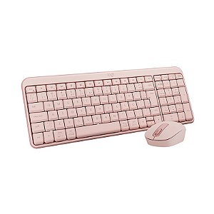 Combo Teclado Mouse Sem Fio Logitech Mk250 Rosa