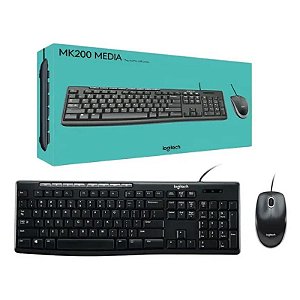 Combo Teclado Mouse USB Logitech MK200 Cinza
