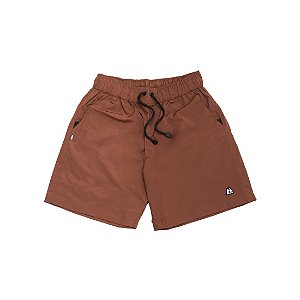 SHORTS HIGH LOGO LINE BROWN
