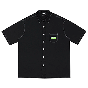 CAMISA HIGH COLORED BUTTON IN BLACK