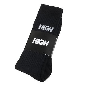 MEIA HIGH CANO ALTO LOGO PRETO