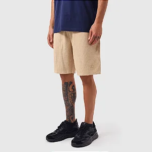 BERMUDA CHAMPION ELÁSTICO PIQUET C LOGO 3D AUTUMN BEIGE