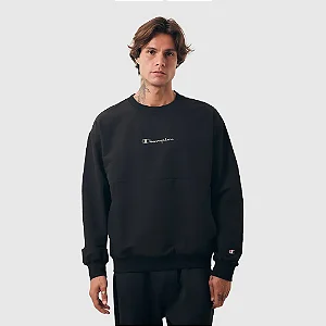 MOLETOM CREWNECK CHAMPION MINI SCRIPT PRETO