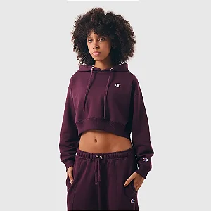 MOLETOM CROPPED CHAMPION LOGO C EMB ROXO