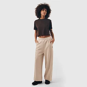 CALÇA CHAMPION TECH WIDE LEG C LOGO BEGE