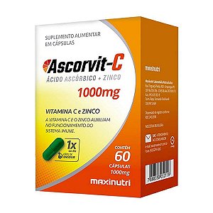 Ascorvit C 1000Mg Vitamina C E Zinco 60 Cápsulas Maxinutri