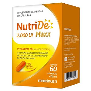 NutriDê Maxx Vitamina D 2000UI 60Cáps - Maxinutri