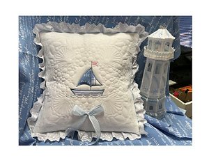 Matriz Bordado Almofada Infantil Quilt Com Barquinho