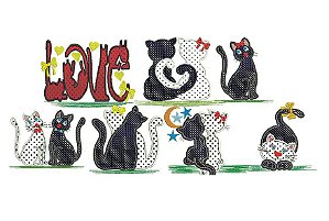Matriz Bordado Aplique Gatinhos Lindos