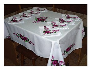 Matriz Bordado Conjunto Floral Para Toalha De Mesa