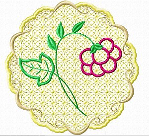 Matriz Bordado Aplique Floral Com Moldura