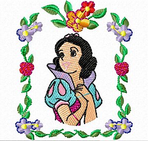 Matriz Bordado Princesas Na Moldura Floral