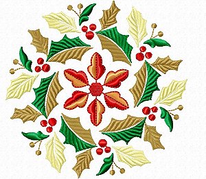 Matriz Bordado Natal Com Folhas