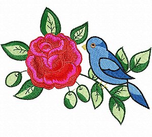 Matriz Bordado Pássaros Com Rosas
