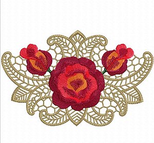 Matriz Bordado Estilo Richelieu Com Rosas