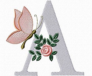 Matriz Bordado Alfabeto A Borboleta E A Rosa