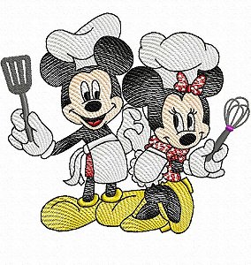 Matriz Bordado Semaninha Mickey E Minnie Na Cozinha Rippled