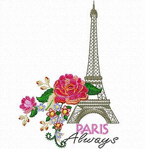 Matriz Bordado Paris Com Flores
