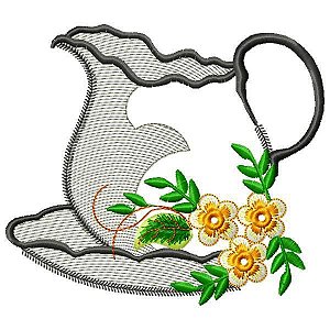 Matriz Bordado Pano De Prato Cozinha Com Florzinha Amarela