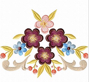Matriz Bordado Floral Toque De Porcelana