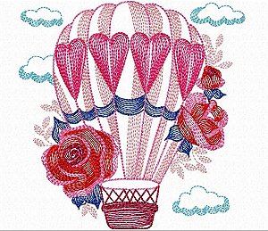 Matriz Bordado Lindos Balões Com Flores