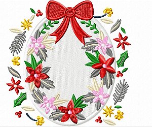 Matriz Bordado Natal Feliz Com Flores