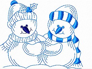 Matriz Bordado Natal Casal Boneco De Neve Contorno