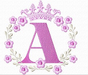 Matriz Bordado Alfabeto Feminino Com Coroa E Florzinhas