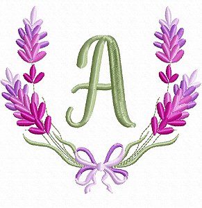 Matriz Bordado Alfabeto Moldura Com Lavanda