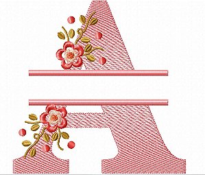 Matriz Bordado Alfabeto Split Com Flores Para Nome