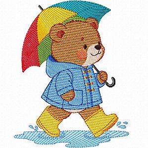 Matriz Bordado Na Chuva Com Sombrinha Para Fralda