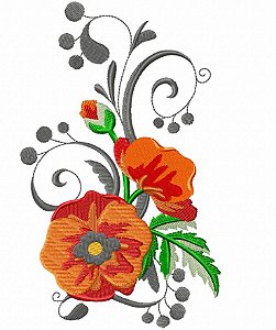 Matriz Bordado Floral Com Arabesco