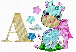 Matriz Bordado Alfabeto Infantil Girafinha Linda