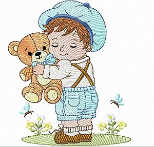 Matriz Bordado Menina E Menino Com Ursinho Para Fralda