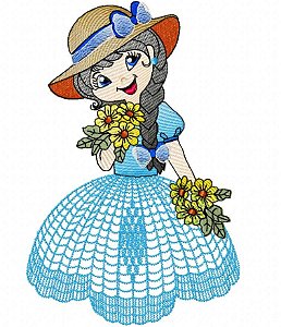 Matriz Bordado Boneca Para Pano De Prato Com Saia