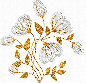 Matriz Bordado Floral Delicado Com Flores Brancas