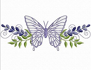 Matriz Bordado Lavanda Com Borboleta Para Lavabo E Toalha