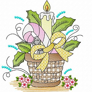 Matriz Bordado Natal Com Vela E Flores
